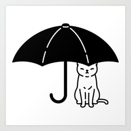 Cat & Umbrella / Type D Art Print