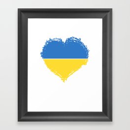 Cute Ukraine Heart Flag Support Ukraine Framed Art Print
