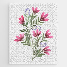 Floral Stem - Pink and Green Jigsaw Puzzle