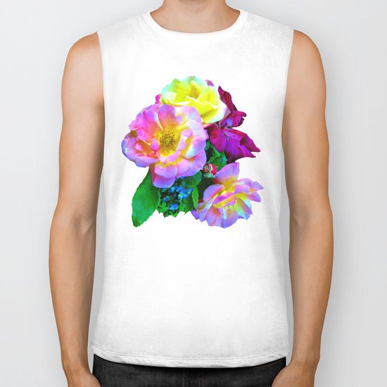 Rosa Yellow Roses on Black Biker Tank