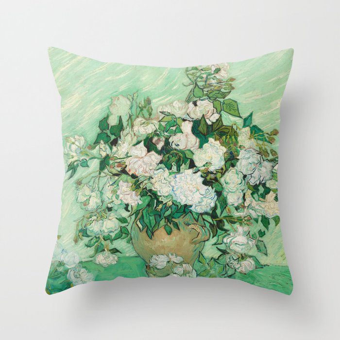Vase with Roses Throw Pillow
