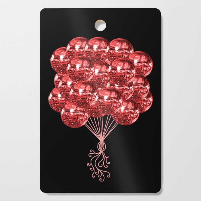 Seventies Music Red Disco Ball Balloons Cutting Board