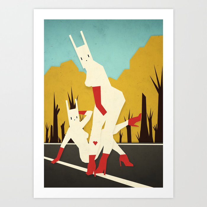 Discover the motif ROADSIDE BUNNIES by Yetiland as a print at TOPPOSTER