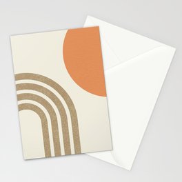 Mid-Century Modern - Orange Sun & Rainbow Stationery Card