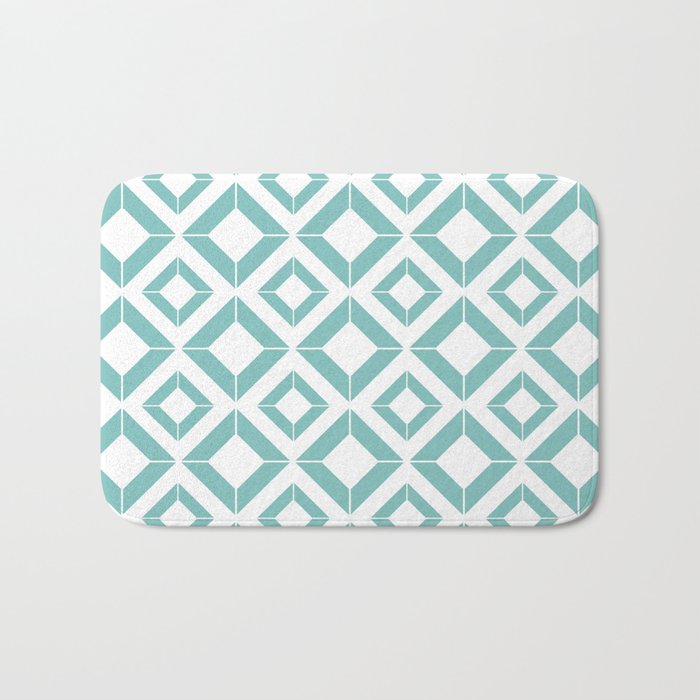 Abstract geometric pattern - blue and white. Bath Mat