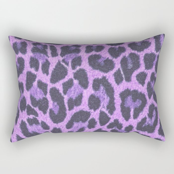 Leopard Print - Whimsical Purple Rectangular Pillow