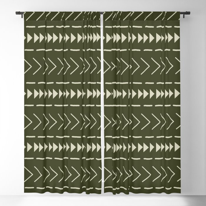 Mudcloth Forest Green Blackout Curtain