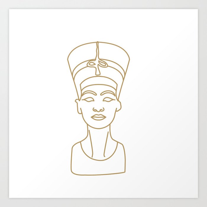 Bust of Nefertiti sculpture great royal wife goddess in Egyptian culture	 Art Print