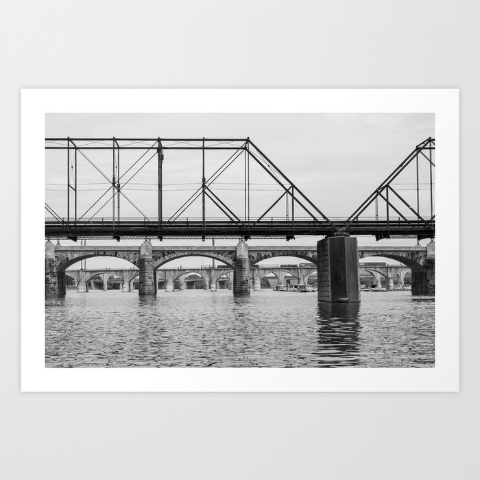 Bridge Contrast (Susquehanna River, Harrisburg, PA) Art Print