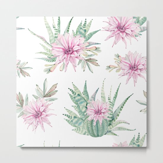 Simply Cactus Desert Rose Metal Print