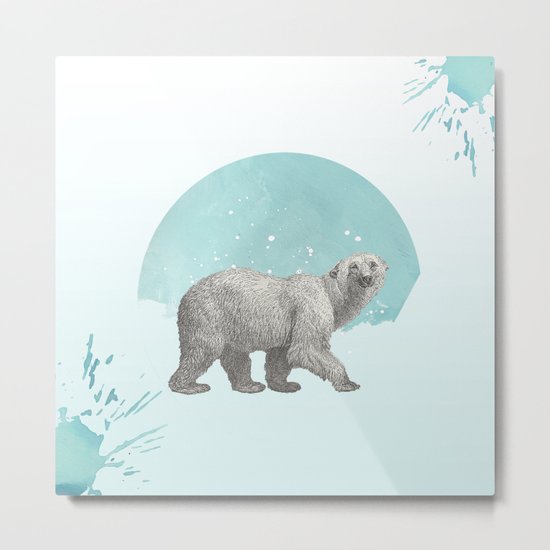 Mr Polar bear says Merry Christmas Metal Print