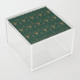 Art Deco Emerald Green & Gold Pattern Acrylic Box