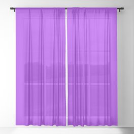 Veronica Purple Solid Color Popular Hues Patternless Shades of Purple Collection - Hex Value #A020F0 Sheer Curtain