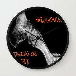 skeleton foot for halloween - scarry,candy, orange,black, trick or treat, fun, jack o lantern, bones Wall Clock
