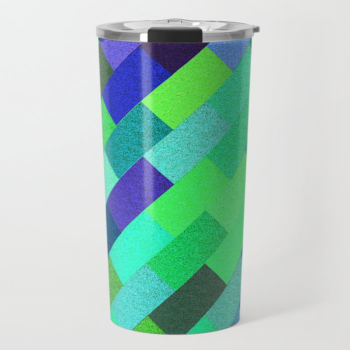 Stylish Multicolored geometric blue-green pattern Travel Mug