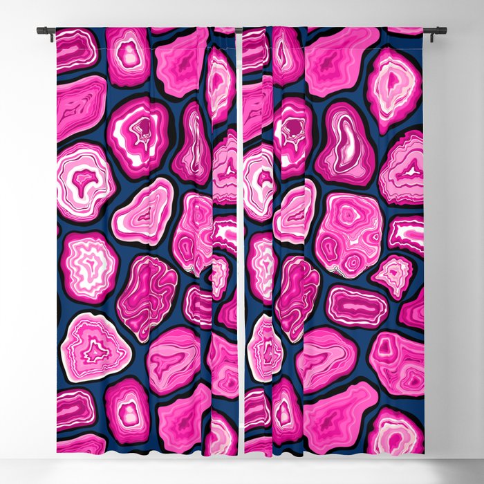 Pink agate slices Blackout Curtain