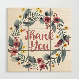 Thank You Note - Cute Floral  Wood Wall Art