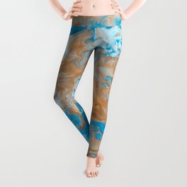 Blue and gold marble Leggings
