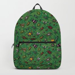 Bugs & Insects on Green Floral Background Backpack