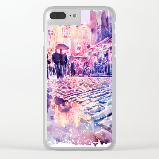 Dublin Watercolor Streetscape Clear iPhone Case