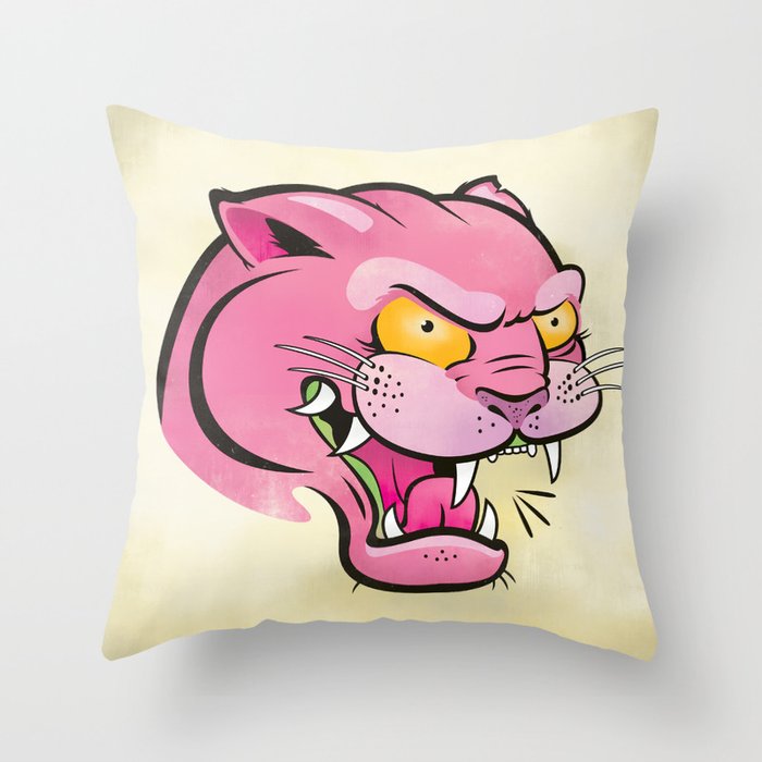 Pink Panther Tattoo Flash Throw Pillow