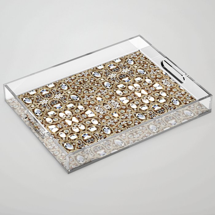 jewelry gemstone silver champagne gold crystal Acrylic Tray