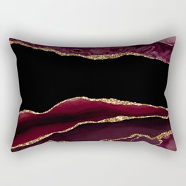 Burgundy & Gold Agate Texture 11 Rectangular Pillow