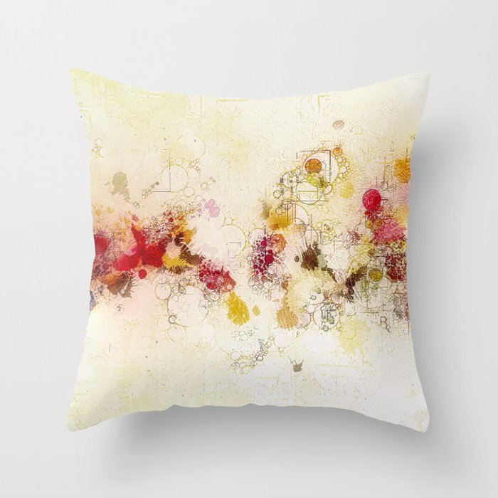 Light Colorful Mixed Media Abstract Design Throw Pillow By