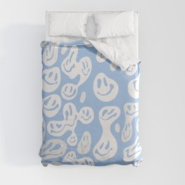 Pastel Blue Dripping Smiley Duvet Cover