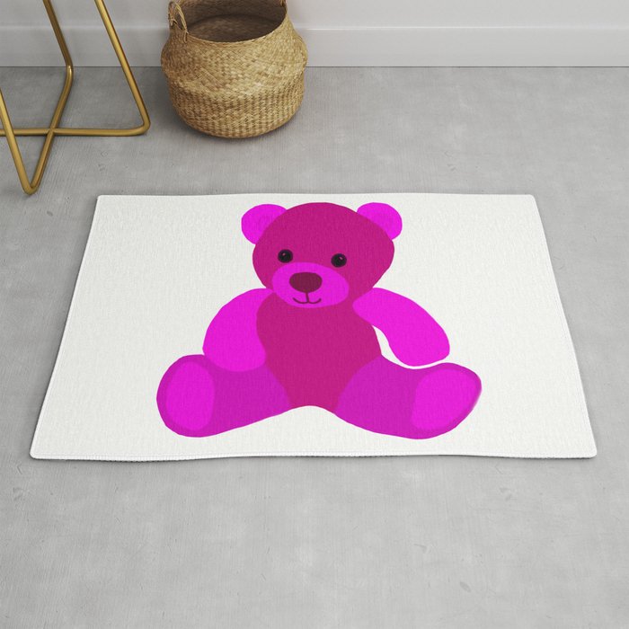 Bright Pink Teddy Bear Rug by KJHArt Society6