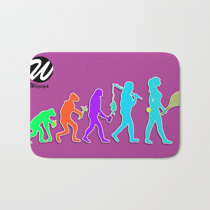 Woman Evolution of the Species to Tennis Player Bath Mat