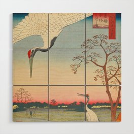 Red-crowned Crane Vintage Ukiyo-e Japanese Art Wood Wall Art