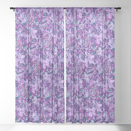Purple Flower Dance Sheer Curtain