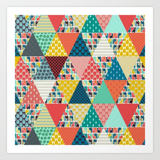 llama geo triangles Art Print