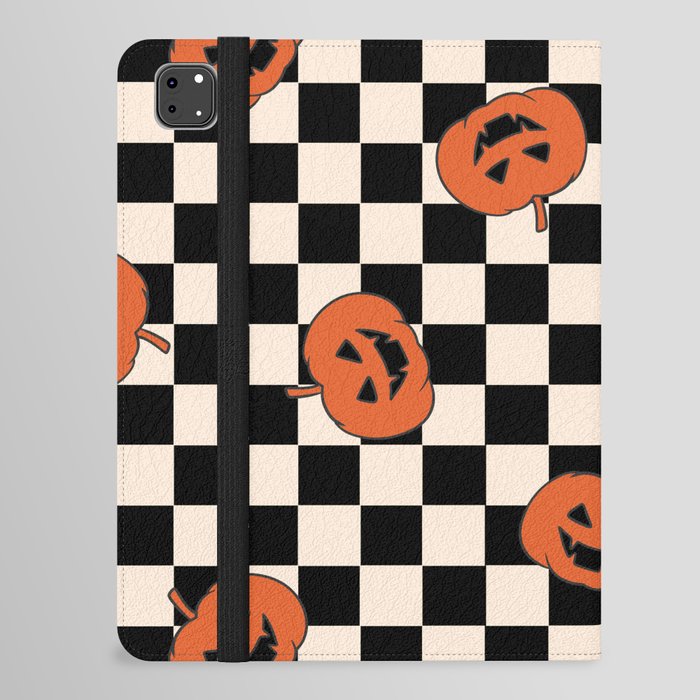 Checkerboard Pumpkin Halloween iPad Folio Case