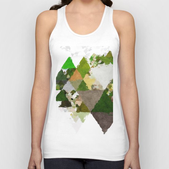 Spring Triangles - Fresh green and white triangle pattern - Greenery on #Society6 Unisex Tank Top