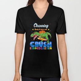 Channing Name, I'm Ready To Crush Kindergarten Dinosaur Back To School V Neck T Shirt