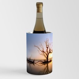 Driftwood Reflection Along the Waters Edge on Jekyll Island Beach Wine Chiller