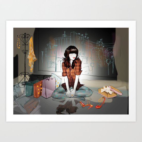Zooey Deschanel Night Art Print