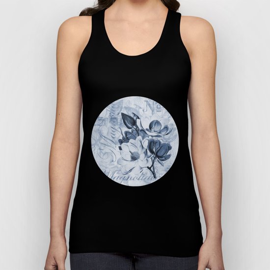 Blue Magnolia vintage flower illustration Unisex Tank Top