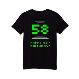 [ Thumbnail: 58th Birthday - Nerdy Geeky Pixelated 8-Bit Computing Graphics Inspired Look Kids T Shirt Kids T-Shirt ]