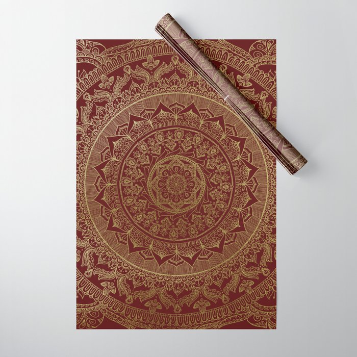 Mandala Royal - Red and Gold Wrapping Paper