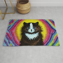 Louis Wain Cats "Psychedelic Rainbow Cat" Area & Throw Rug
