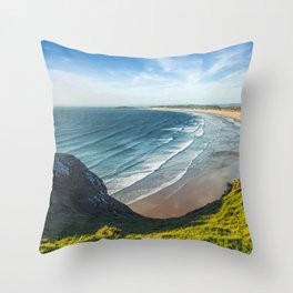 Great Britain Photography - Rhossili Bay Beach On A Hot Summer Day Throw Pillow