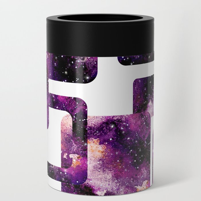 Galaxy Watercolor Abstract Rectangles Pattern Can Cooler