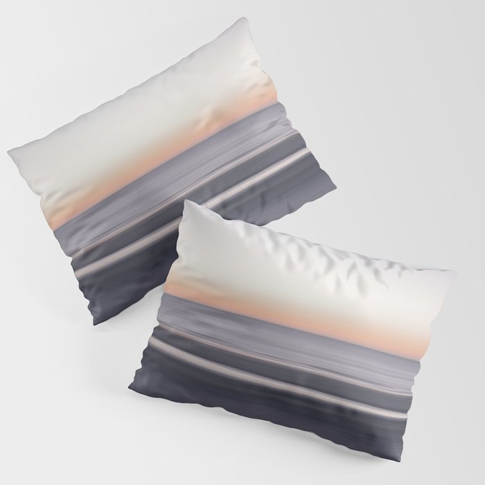 Sunset coastal beach art print - long exposure portugese landscape - nature and travel photography Pillow Sham