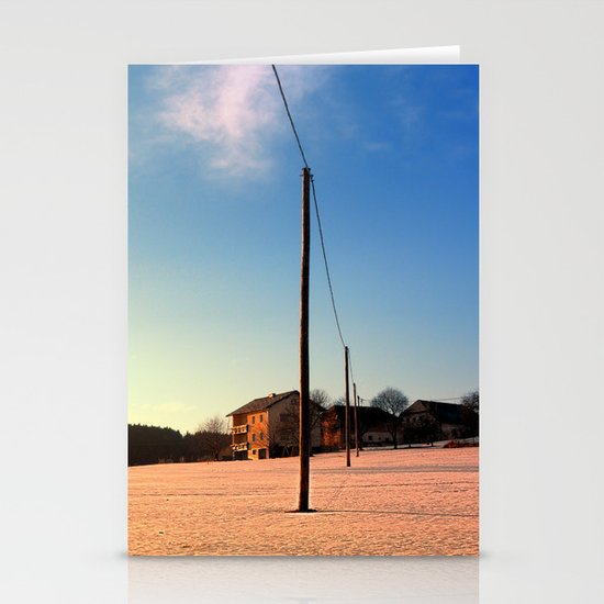 Powerline, sundown and winter wonderland | landscape photography Stationery Cards