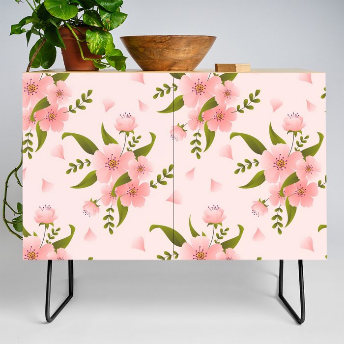 Simple Pink Flower Popular Collection Credenza