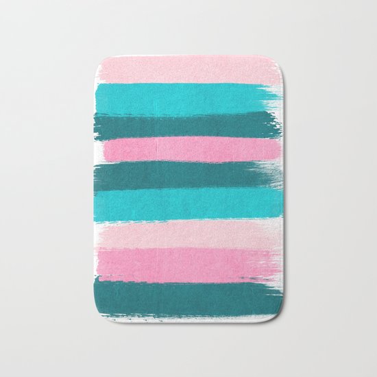 Holden - abstract painting minimal brushstrokes painterly boho modern trendy girly art Bath Mat