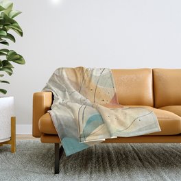 Minimalist Art with Teal Blue & Earthy Tones by Saletta Home Decor Throw Blanket